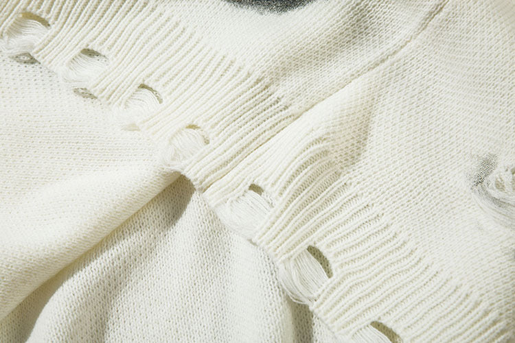 Chain Jacquard Spray Paint Knit Sweater WN11439