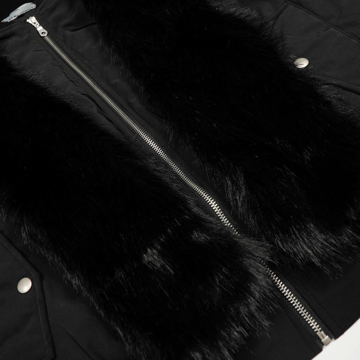 Fake Fur Collar Hooded Straight Hem Zipper Jacket WN21882