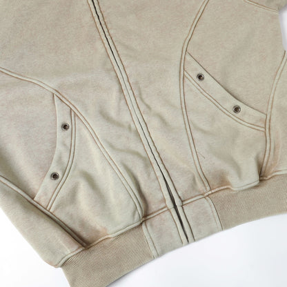 Washed Fleece-Lined Zipper Hoodie WN12652