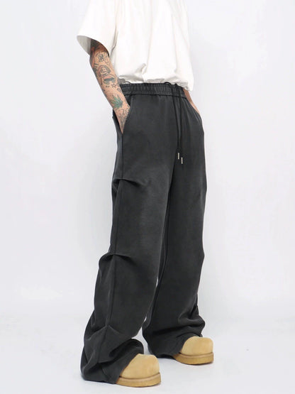 Washed Wrinkle Wide Leg Sweatpants WN10931