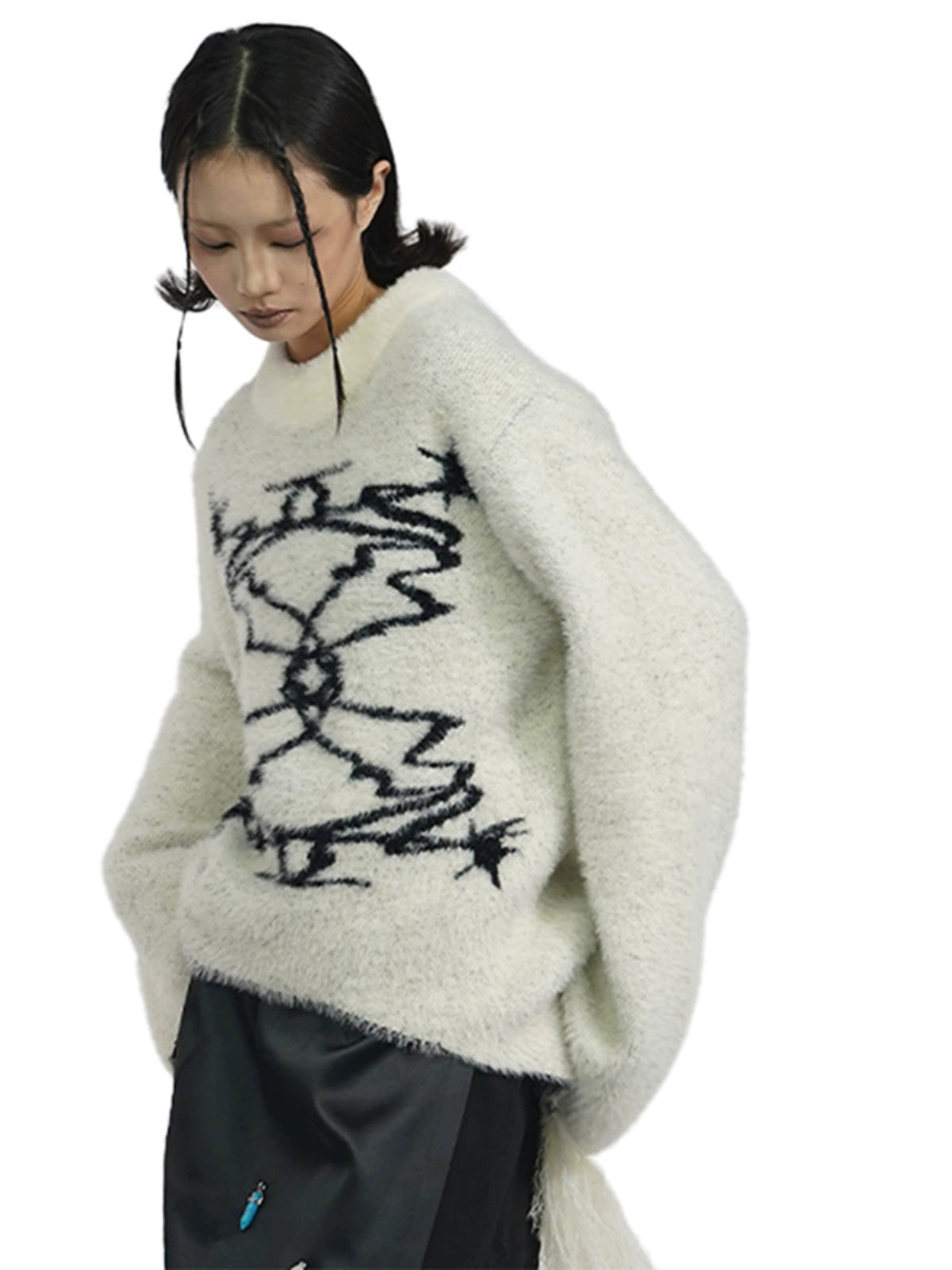 Fake Mink Graphic Embroidery Knit Sweater WN18934