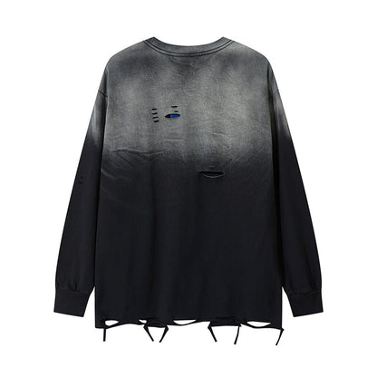 Gradient Damage Design Oversize Long Sleeve T-Shirt WN11129