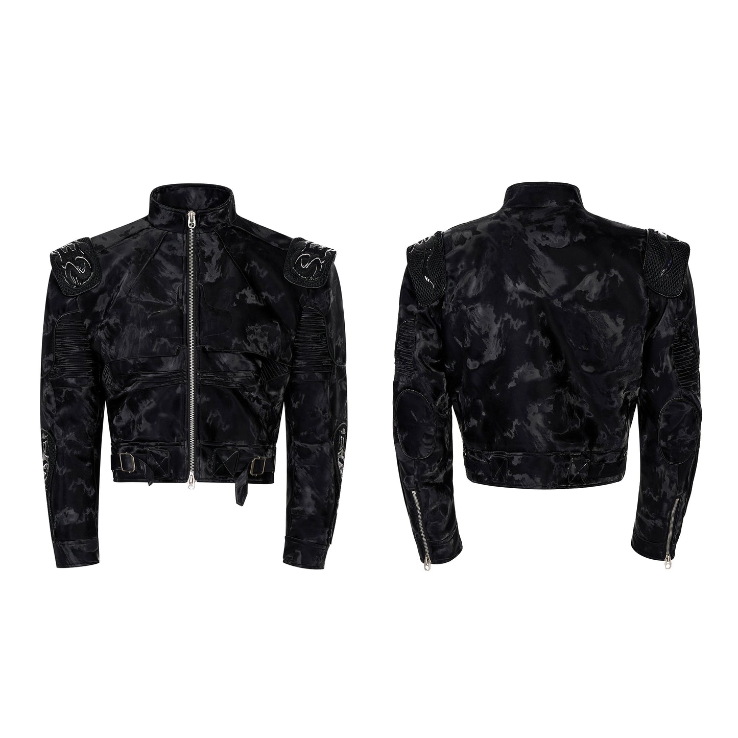 Embroidery Logo Stand Neck PU Leather Jacket WN22153
