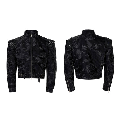 Embroidery Logo Stand Neck PU Leather Jacket WN22153