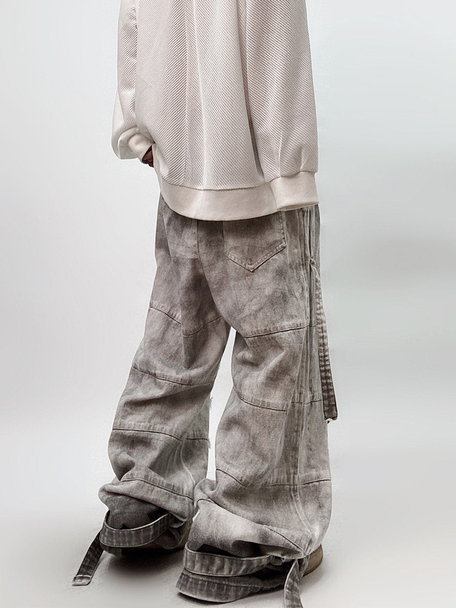 Washed Mud Dye Wide Leg Denim Jeans WN23999