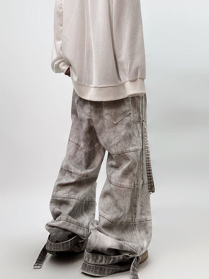 Washed Mud Dye Wide Leg Denim Jeans WN23999