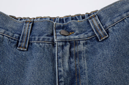 Washed Split-Design Denim Jeans WN13119