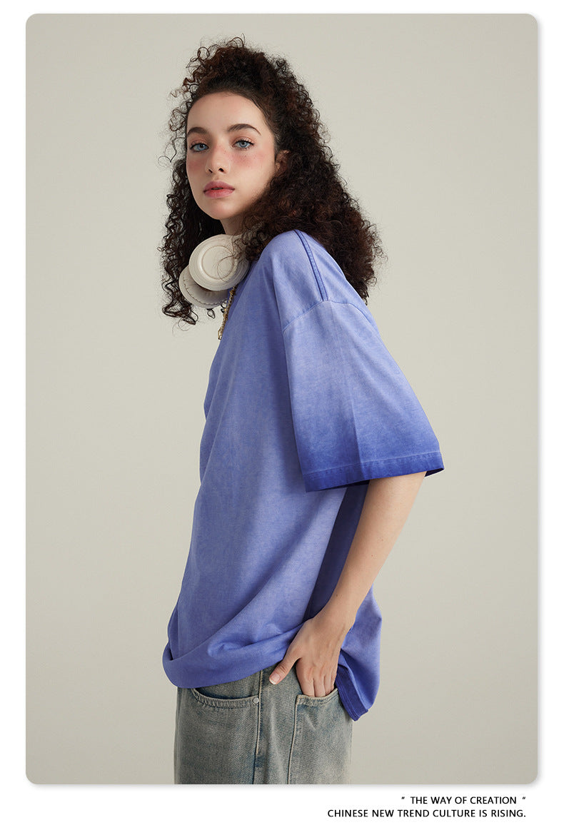 Washed Gradient Pure Cotton Sleeveless T-Shirt WN6075