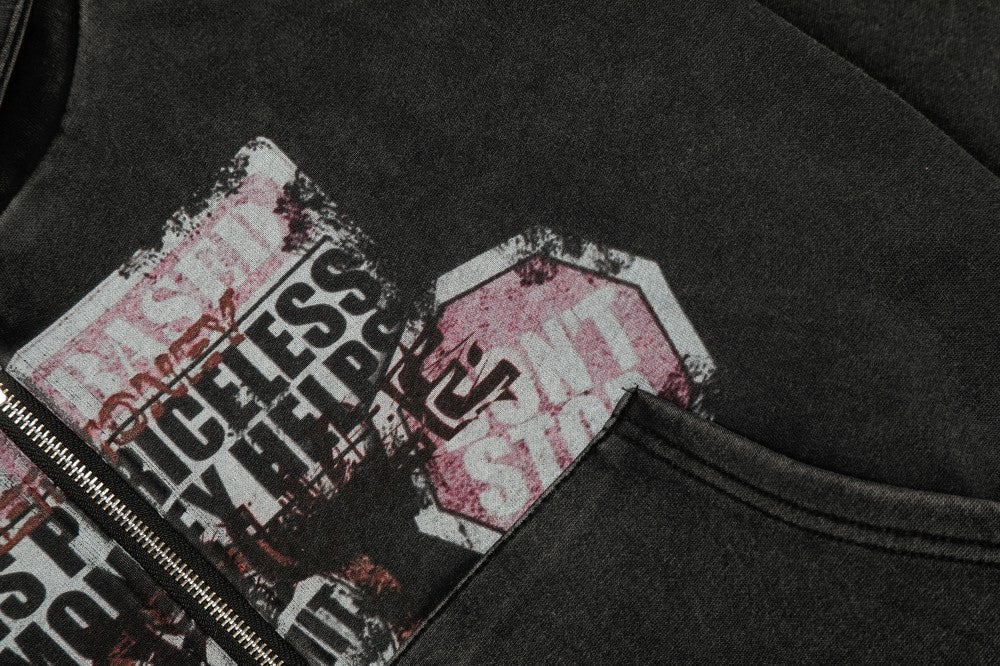 Gothic Oversize Zipper Hoodie WN27799