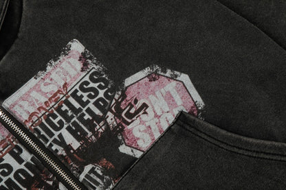 Gothic Oversize Zipper Hoodie WN27799
