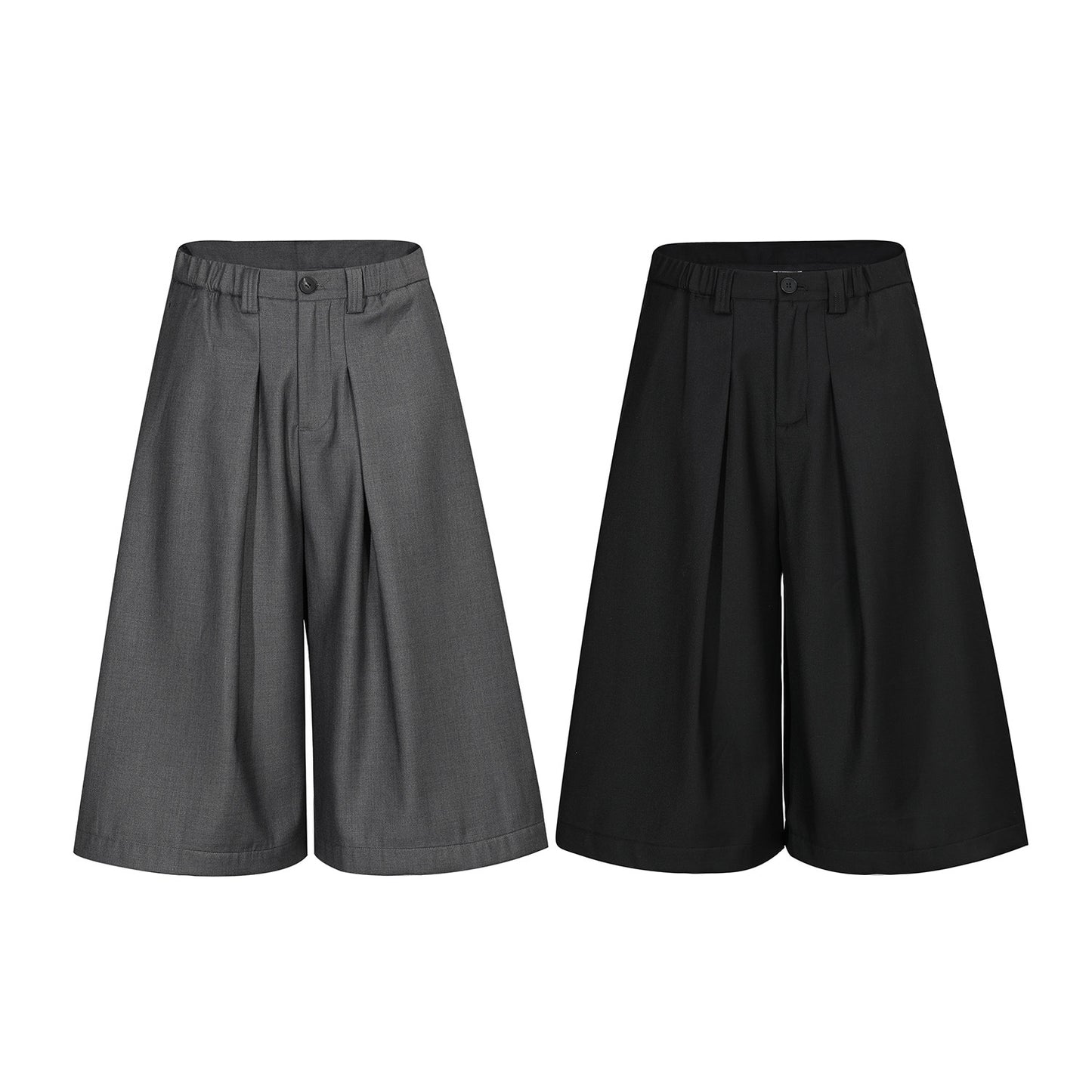 Wide Leg Pleats Half Trousers WN25967
