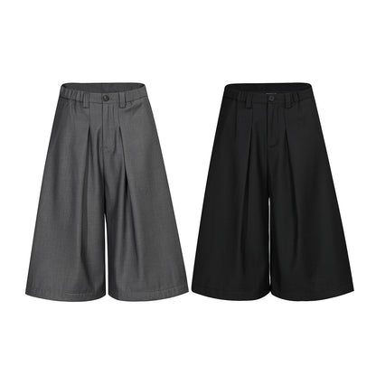Wide Leg Pleats Half Trousers WN25967