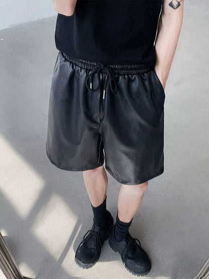 PU Leather Wide Leg Short Pants WN19315