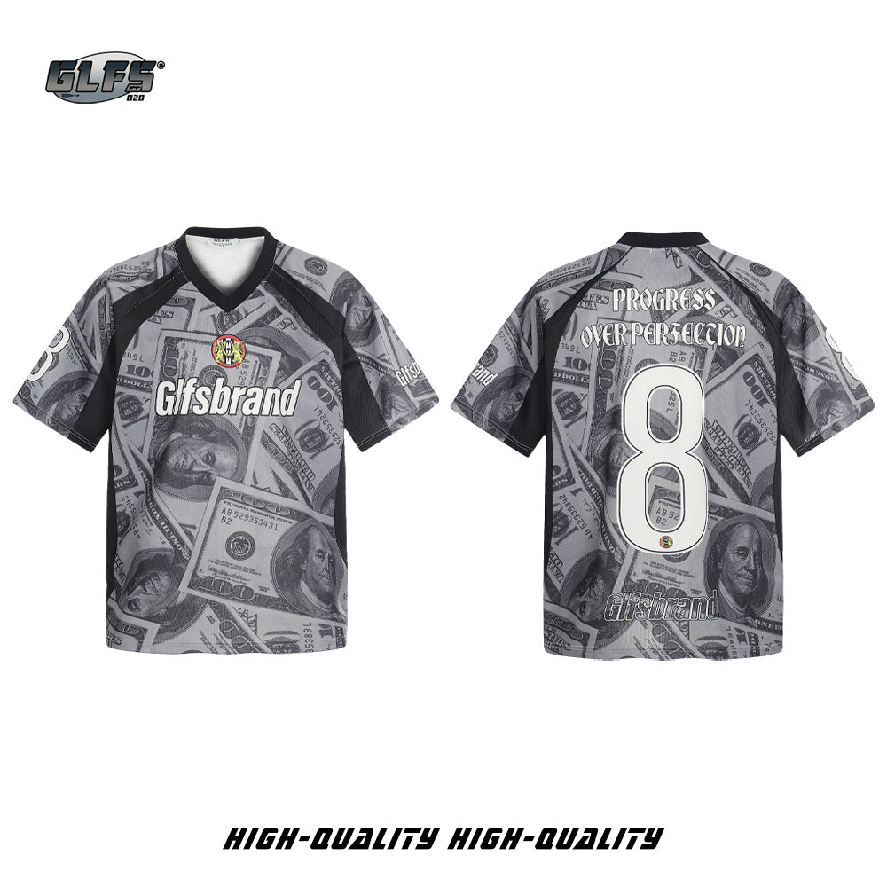Sporty Graphic Print V-Neck Short Sleeve T-Shirt WN26450