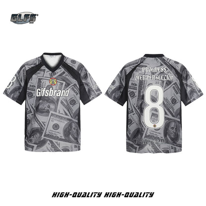Sporty Graphic Print V-Neck Short Sleeve T-Shirt WN26450