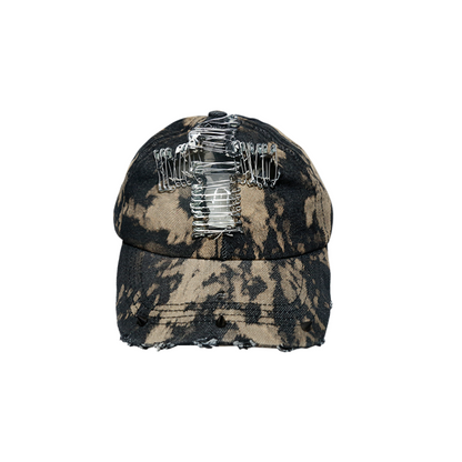 Cross Metal Hollow Tie-Dye Washed Cap WN21113