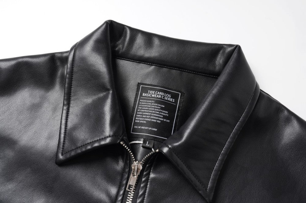Pocket Detail Zipper PU Leather Jacket WN28054