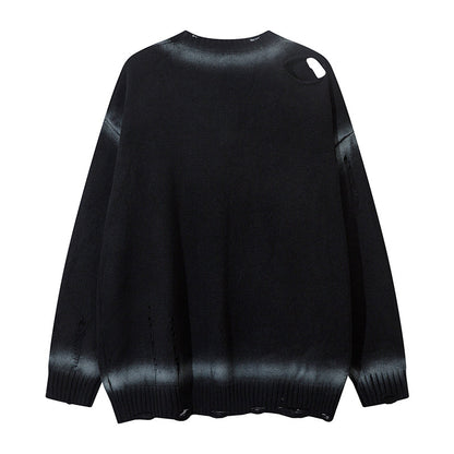 Graffiti Spray-Paint Damage Knit Cardigan WN11173