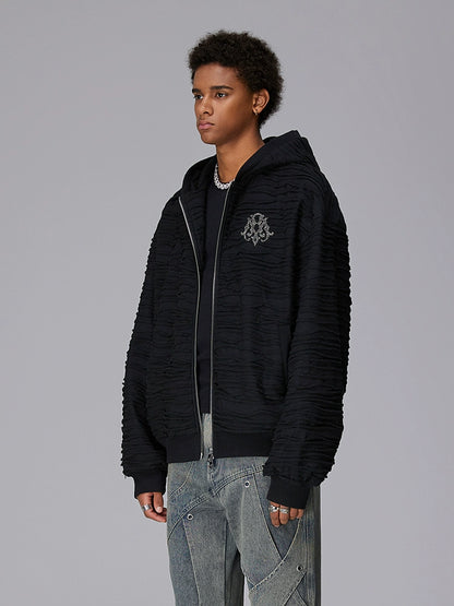 Embroidery Design Oversize Zipper Hoodie WN17810