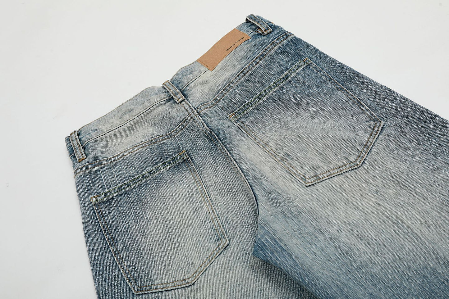 Washed Wide-Leg Straight Denim Jeans WN14056