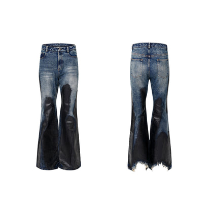 Wax Wash Damage Whisker Flare Denim Jeans WN21813