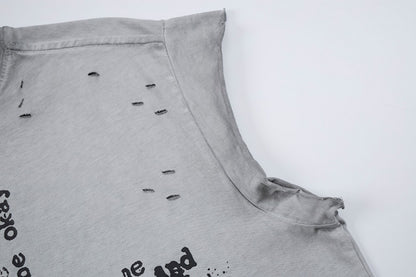 Cross Graphic Damage Sleeveless T-Shirt WN28060