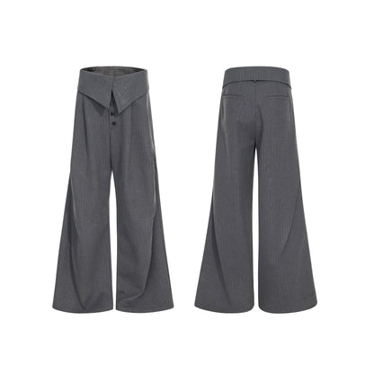 Foldable Waist Striped Wide Leg Trousers WN21770