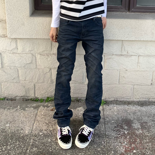 Washed Whisker Straight Denim Jeans WN27223
