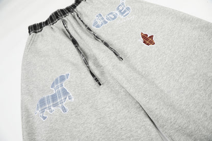 Dog Embroidery Wide Leg Sweatpants WN25812