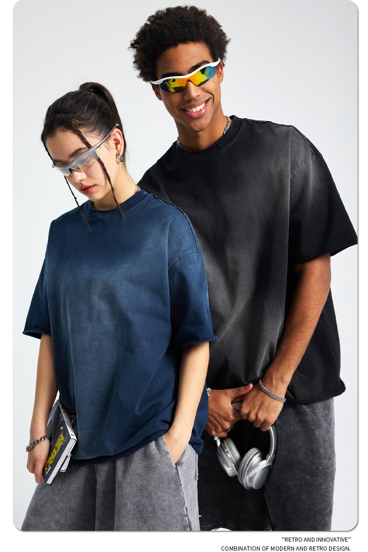 Spray Dye Raw Edge Damage Washed Short Sleeve T-Shirt WN16265