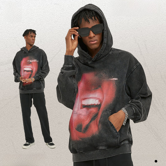 Washed Digital Direct Spray Print Hoodie WN7778