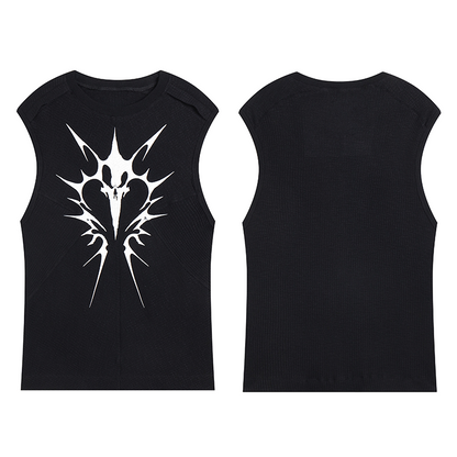 Stretch Ribbed Graphic Print Tank Top WN17030