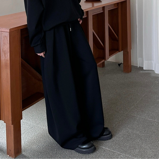 Fake Layered Sweatshirt & Wide Leg Pants Setup WN25192