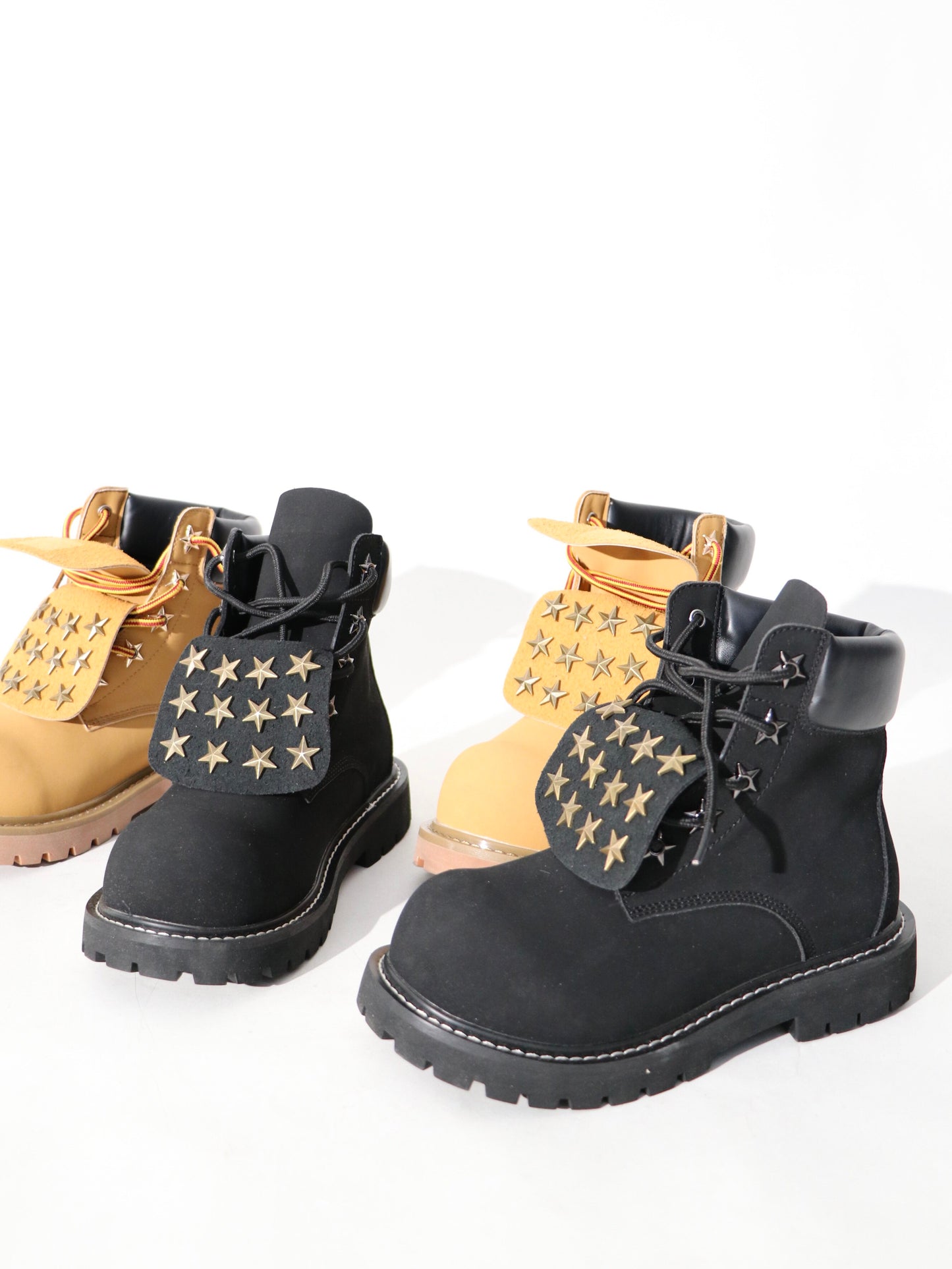 Star Studs Flap Lace-Up Boots WN24084