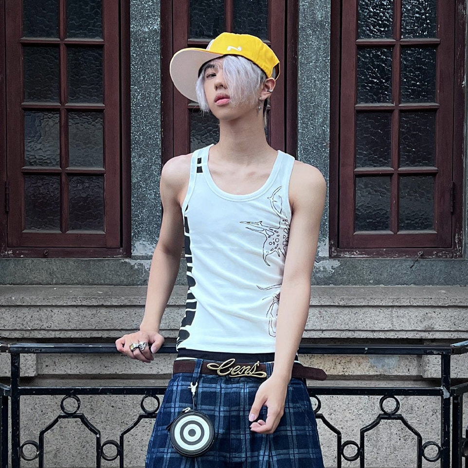 Graffiti High Stretch Slim Fit Ribbed Tank Top WN26688