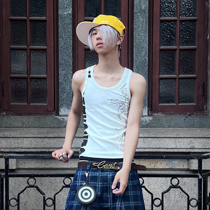 Graffiti High Stretch Slim Fit Ribbed Tank Top WN26688