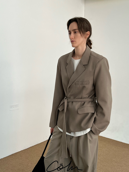 Textured Belted Tailored Jacket WN21473