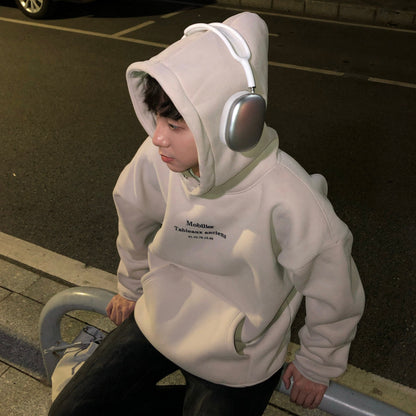 Letter Print Fleece Lining Oversize Hoodie WN25340
