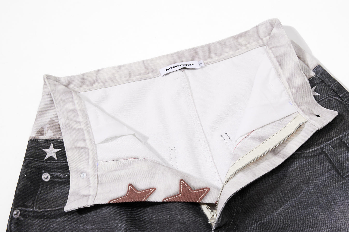Star Damage Washed Wide Leg Denim Jeans WN25519