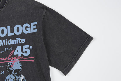 Washed Graphic Letter Print Short Sleeve T-Shirt WN25765