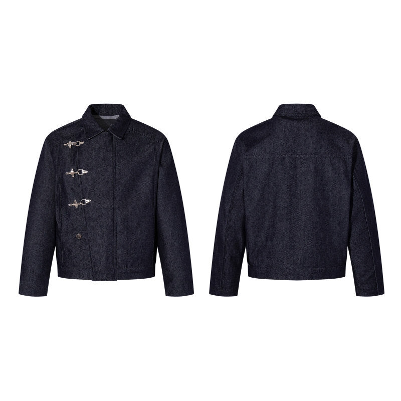 Lobster Clasp Deconstructed Lapel Denim Jacket & Denim Jeans Setup WN24254