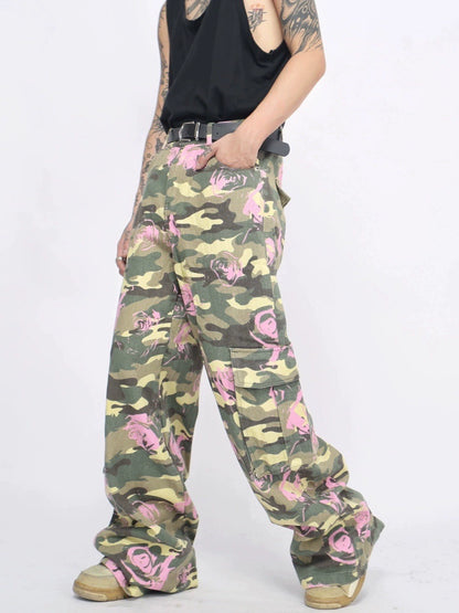 Camouflage Pink Rose Cargo Pants WN8363