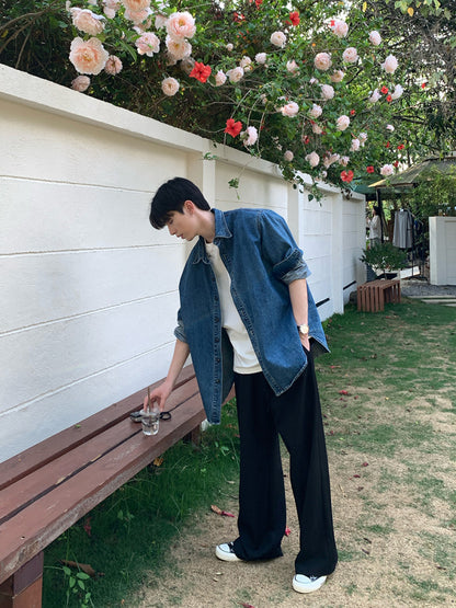 Oversize Denim Long Sleeve Shirt WN24934