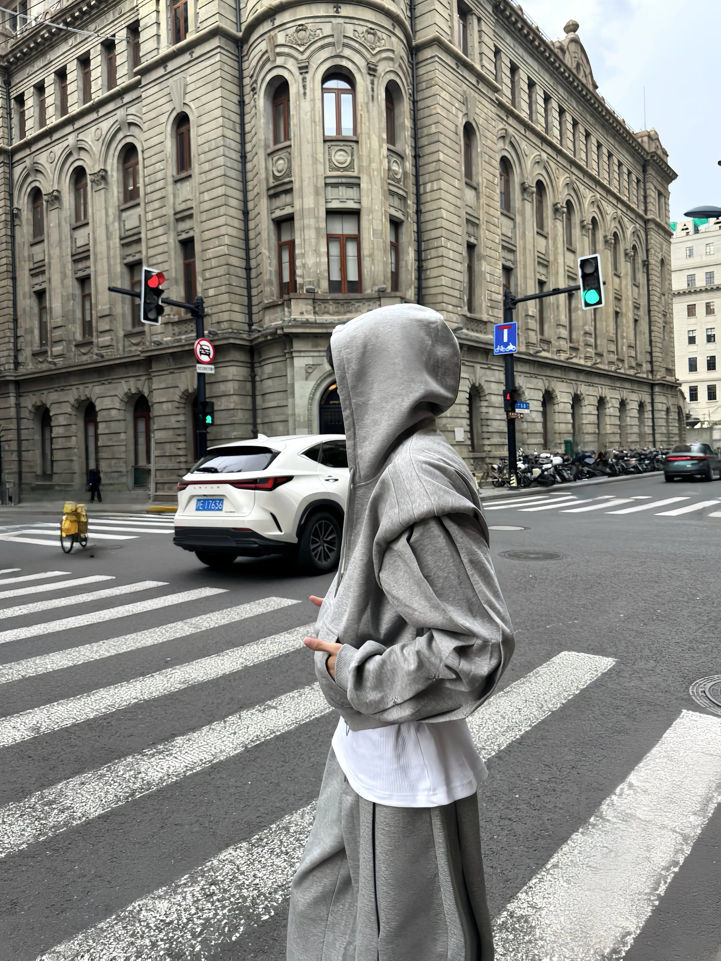 Shoulder-Pad Zipper Hoodie & Wide Leg Pants Setup WN20766