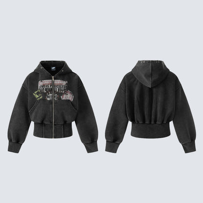 Gothic Oversize Zipper Hoodie WN27799