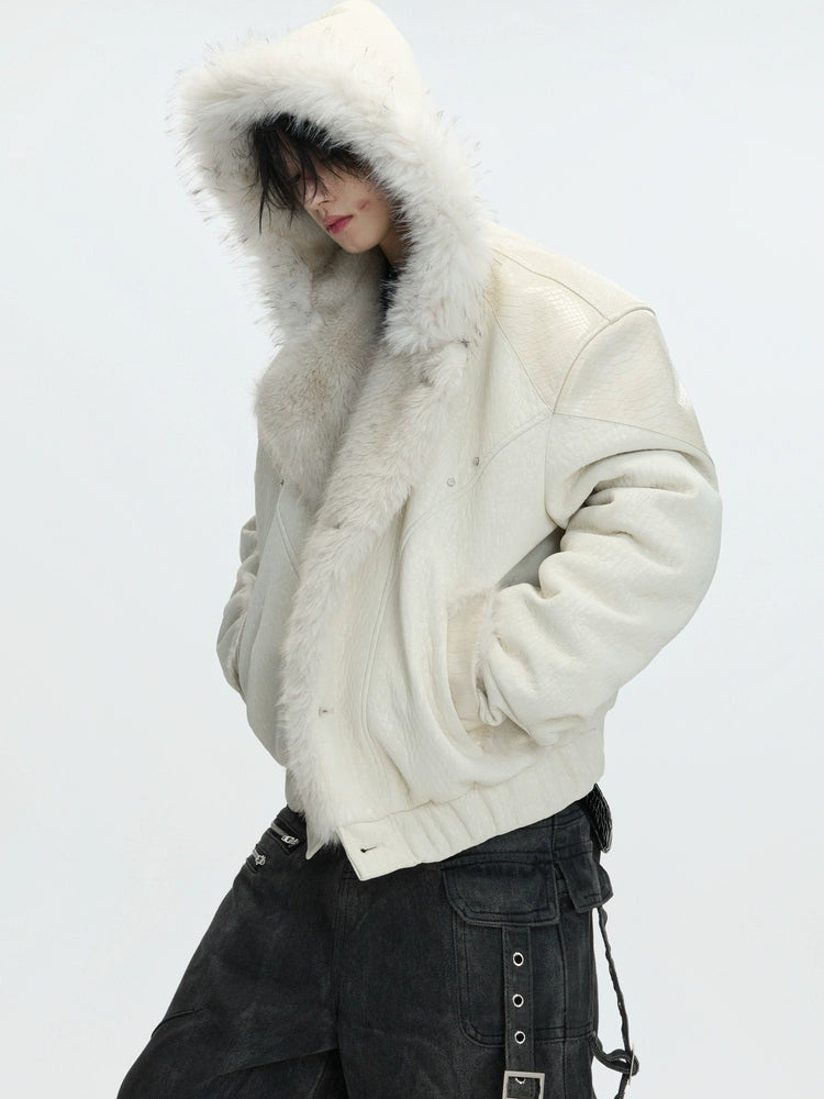 Hooded Fake Fur Collar Heavyweight Puffer Jacket WN22622