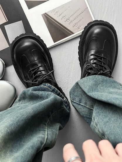 Lace Up Thick Sole PU Leather Shoes WN24505