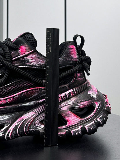 Paint Splash Mesh Chunky Sole Sneakers WN24628