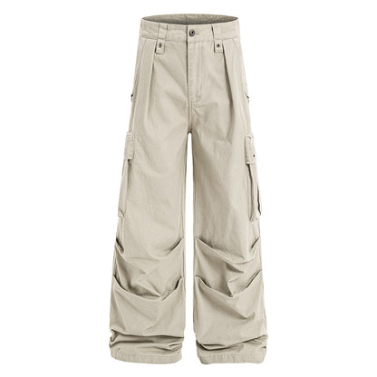 Multi-Pocket Parachute Pleats Wide Leg Cargo Pants WN24227