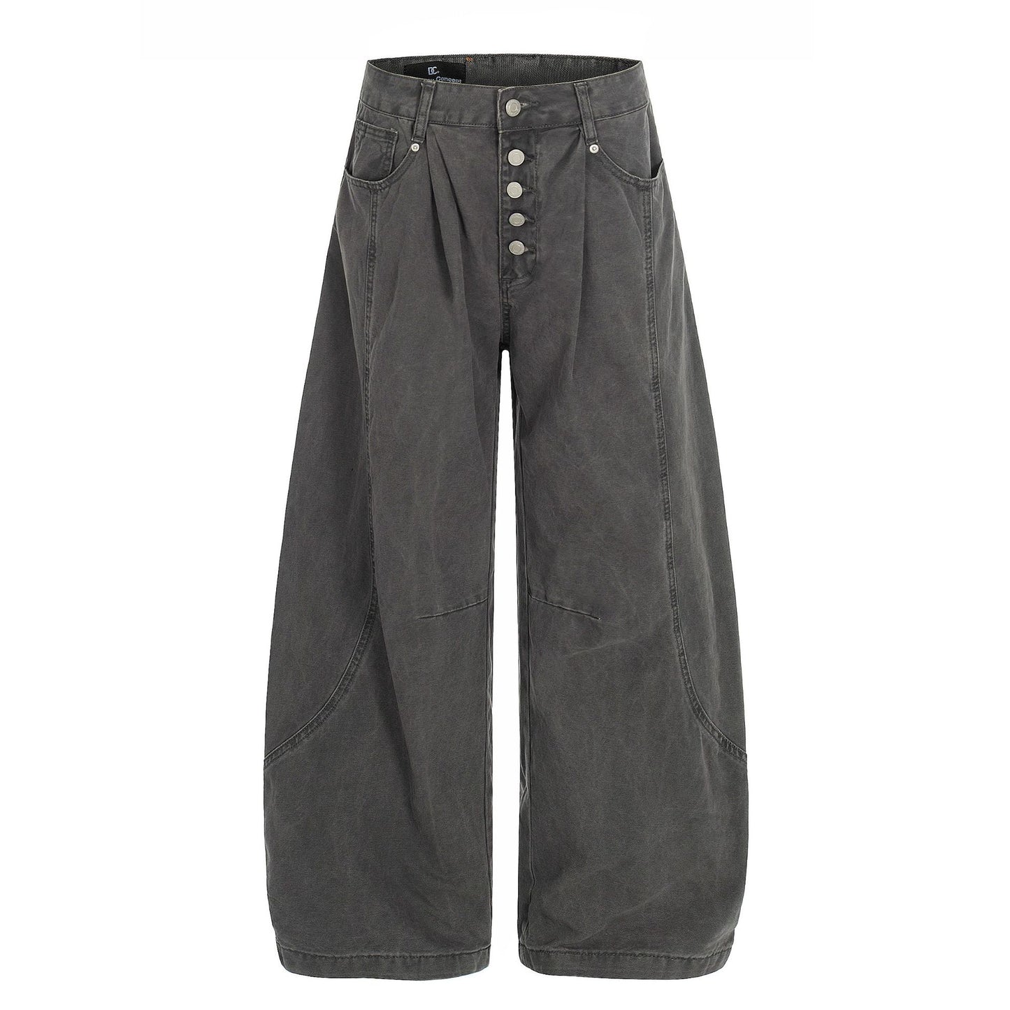 Washed Fade Curved Seam Wide Leg Denim Jeans WN25849